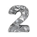 Grunge aluminium foil font number 2 TWO 3D