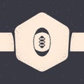 Grunge American Football ball icon isolated on grey background. Rugby ball icon. Team sport game symbol. Monochrome Royalty Free Stock Photo