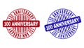 Grunge 100 ANNIVERSARY Scratched Round Stamps Royalty Free Stock Photo