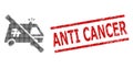 Grunge Anti Cancer Seal and Halftone Dotted Forbidden Jail Car