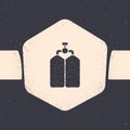 Grunge Aqualung icon isolated on grey background. Oxygen tank for diver. Diving equipment. Extreme sport. Diving