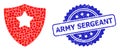 Grunge Army Sergeant Stamp and Square Dot Mosaic Guard Shield Royalty Free Stock Photo