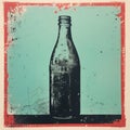 Grunge Art Print: Bottle On Blue Painted Table