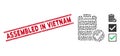 Grunge Assembled in Vietnam Line Seal and Mosaic Approve Test Icon