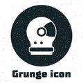 Grunge Astronaut helmet icon isolated on white background. Monochrome vintage drawing. Vector Royalty Free Stock Photo