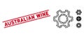 Grunge Australian Wine Line Seal and Mosaic Cog Icon
