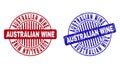 Grunge AUSTRALIAN WINE Textured Round Stamps