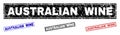 Grunge AUSTRALIAN WINE Textured Rectangle Stamp Seals