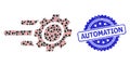 Grunge Automation Seal and Recursion Rush Gear Icon Mosaic