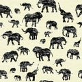 Grunge backgorund with elephants silhouettes