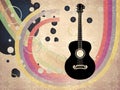 Grunge background with acoustic guitar Royalty Free Stock Photo