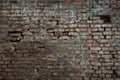 Aged damaged brick wall background