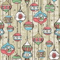 Grunge background with christmas balls, vector