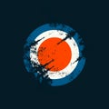 Grunge Background. Cycles Blue, White and Orange on Dark Blue Background with Scratches.