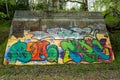 Grunge background with graffiti elements