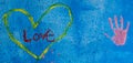 Grunge background with graffiti written Love