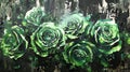 Grunge background with green roses. Grunge effect. Royalty Free Stock Photo