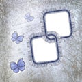grunge background with jeans frames and butterfly Royalty Free Stock Photo