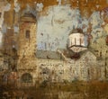 Grunge background photo of orthodox monastery Royalty Free Stock Photo