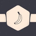 Grunge Banana icon isolated on grey background. Monochrome vintage drawing. Vector