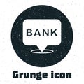 Grunge Bank building icon isolated on white background. Monochrome vintage drawing. Vector