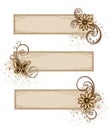 Grunge banners with flowers Royalty Free Stock Photo