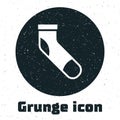 Grunge Baseball sock icon isolated on white background. Monochrome vintage drawing. Vector