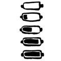 Grunge battery icons. Vector ink brush illustration.