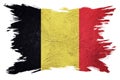 Grunge Belgium flag. Belgian flag with grunge texture. Brush stroke Royalty Free Stock Photo