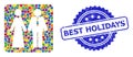 Grunge Best Holidays Stamp Seal and Bright Colored Mosaic Newlyweds