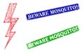 Grunge Beware Mosquito! Badges and Triangle Mesh Electrical Energy Icon