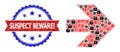 Grunge Bicolor Suspect Beware! Stamp and Coronavirus Mosaic Move Right Icon Royalty Free Stock Photo