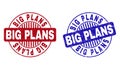 Grunge BIG PLANS Textured Round Stamps Royalty Free Stock Photo