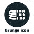 Grunge Binary code icon isolated on white background. Monochrome vintage drawing. Vector
