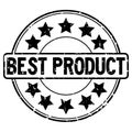 Grunge black best product word with star icon round rubber stamp on white background