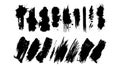 Grunge black brush strokes vector set illustration. Art paintbrush art and textured abstract design. Collection element pattern