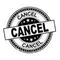 Grunge black cancelled ROUND rubber seal stamp on white background Royalty Free Stock Photo