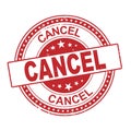 Grunge black cancelled ROUND rubber seal stamp on white background Royalty Free Stock Photo