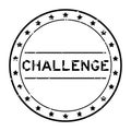 Grunge black challenge word round rubber stamp on white background