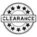 Grunge black clearance word with star icon round rubber stamp on white background