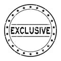 Grunge black exclusive word round rubber stamp on white background