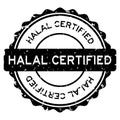 Grunge black halal certified word round rubber seal stamp on white background