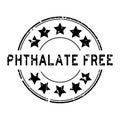 Grunge black phthalate free word with star icon round rubber stamp on white background