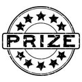 Grunge black prize word round rubber stamp on white background