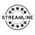 Grunge black streamline word with star icon round rubber stamp on white background