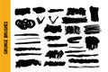 Grunge black stroke set, ink brush texture, splash spot banner, element shape Royalty Free Stock Photo