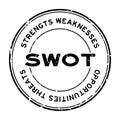 Grunge black SWOT strengths, weaknesses, opportunities,threats word round rubber stamp on white background Royalty Free Stock Photo