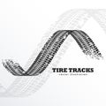 Grunge black tire tracks on white background