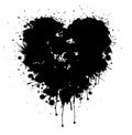 Grunge black vector heart with paint drips