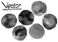 Grunge black watercolor painted circle backgrounds. Watercolor texture stains `Shades of Gray Set` backgrounds for your design Royalty Free Stock Photo